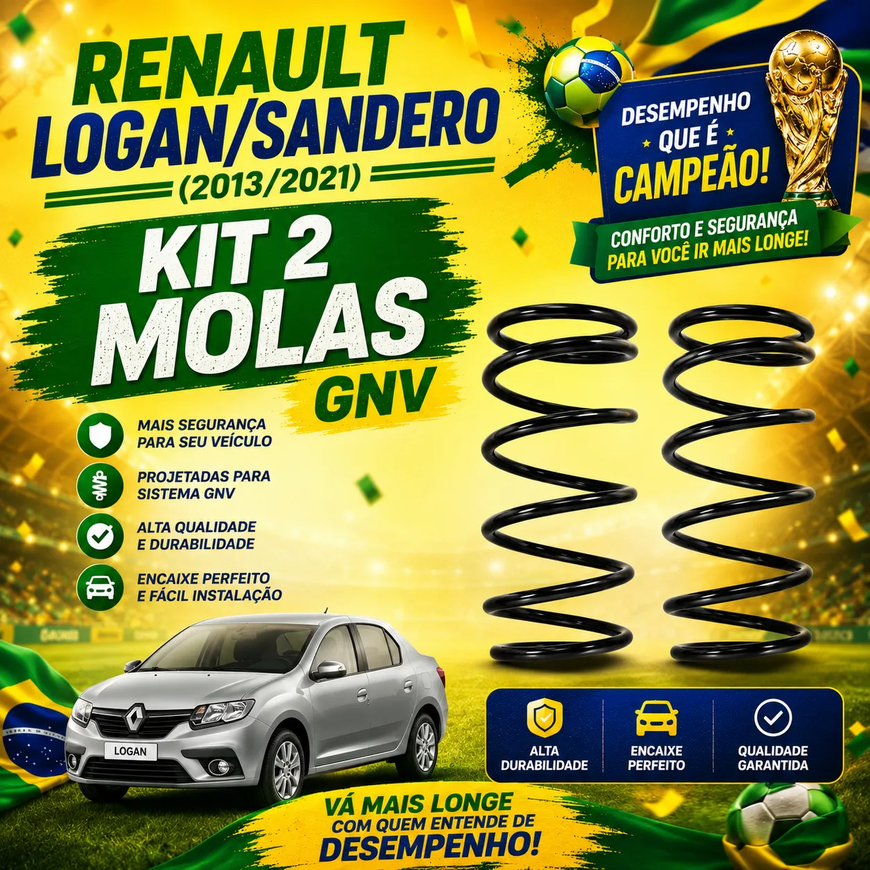 Kit 2 Molas GNV Renault Logan/Sandero Traseiras (2013/2021)